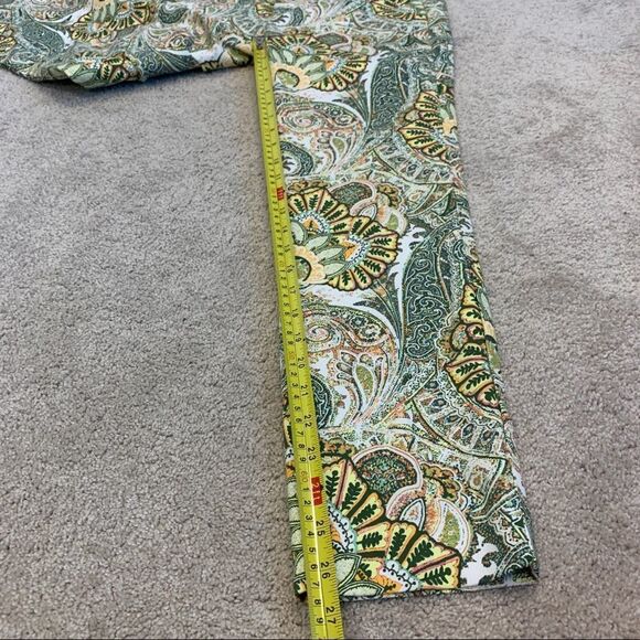 Zara green paisley floral print pants Sz 6 - Picture 9 of 10
